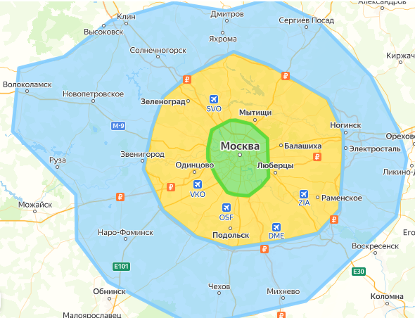 Карта зон доставки