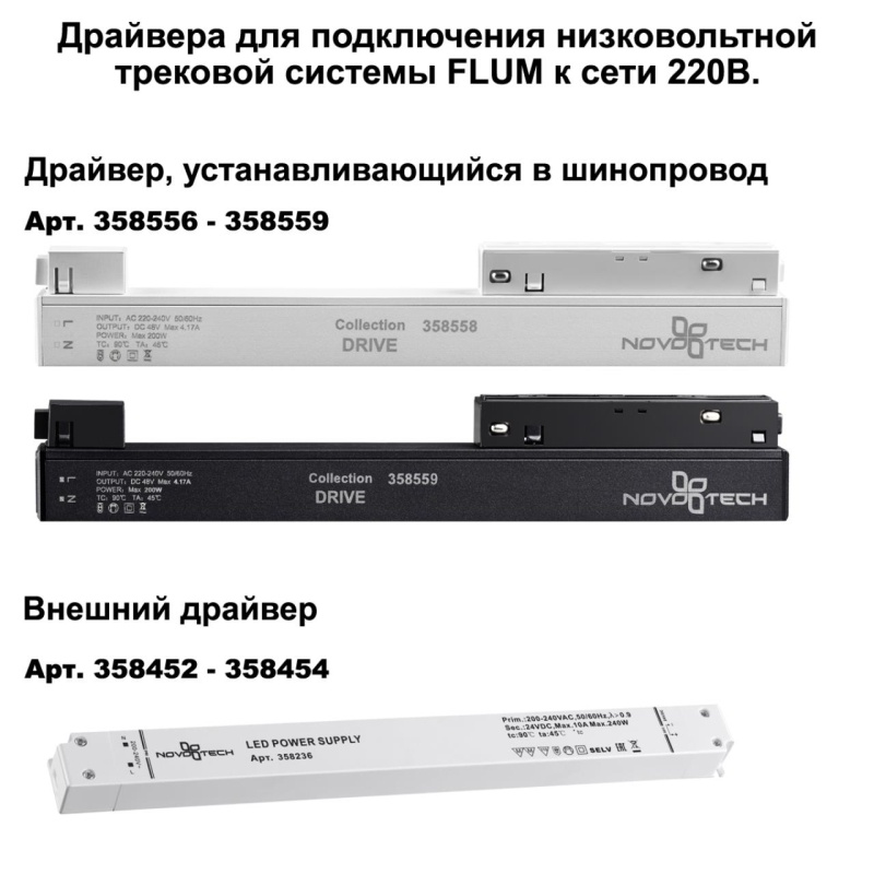 135129 NT21 122 черный Шинопровод для монтажа в натяжной потолок 2м 48V FLUM