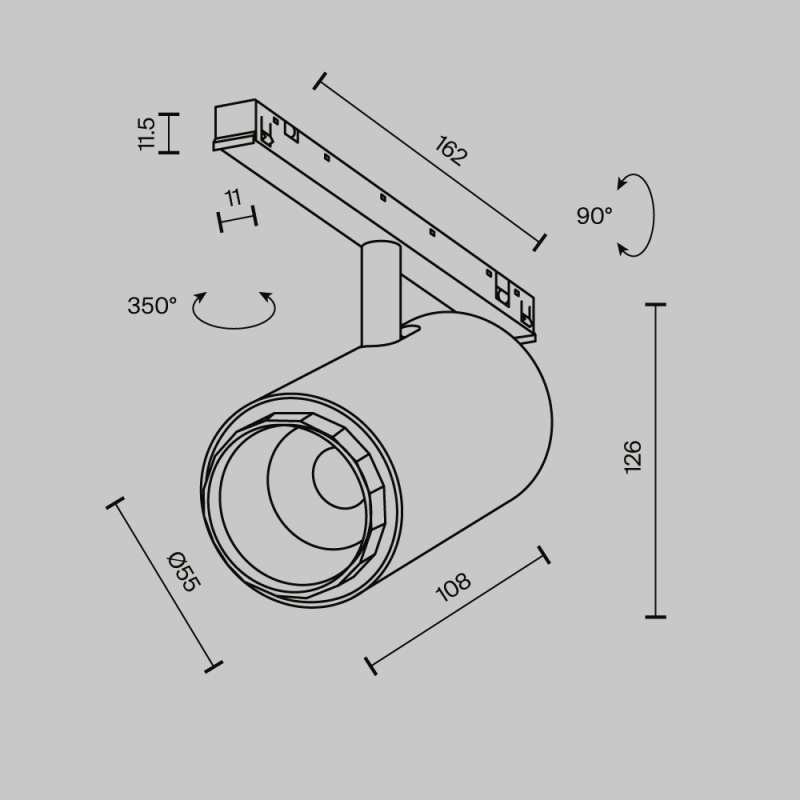 Трековый светильник Technical TR244-4-12WTW-DD2-B