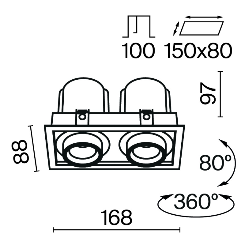 Встраиваемый светильник Technical DL095-02-10W3K-W