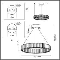 5015/36L L-VISION ODL23 587 золотой/прозрачный металл/хрусталь Люстра LED 36W 4000K 3600Лм VEKIA
