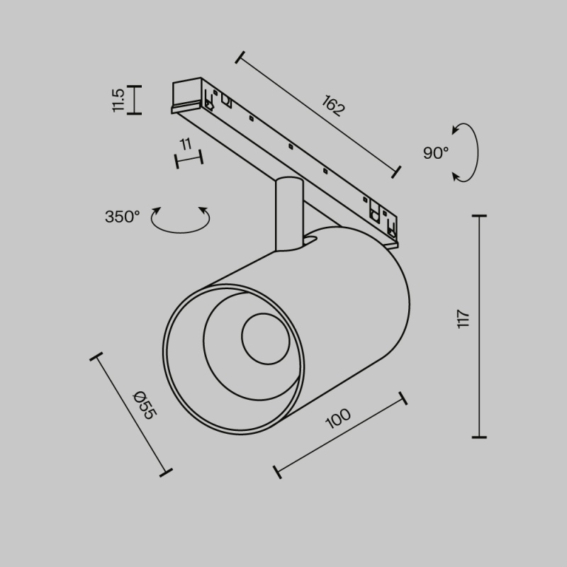 Трековый светильник Technical TR243-4-12WTW-DD2-B