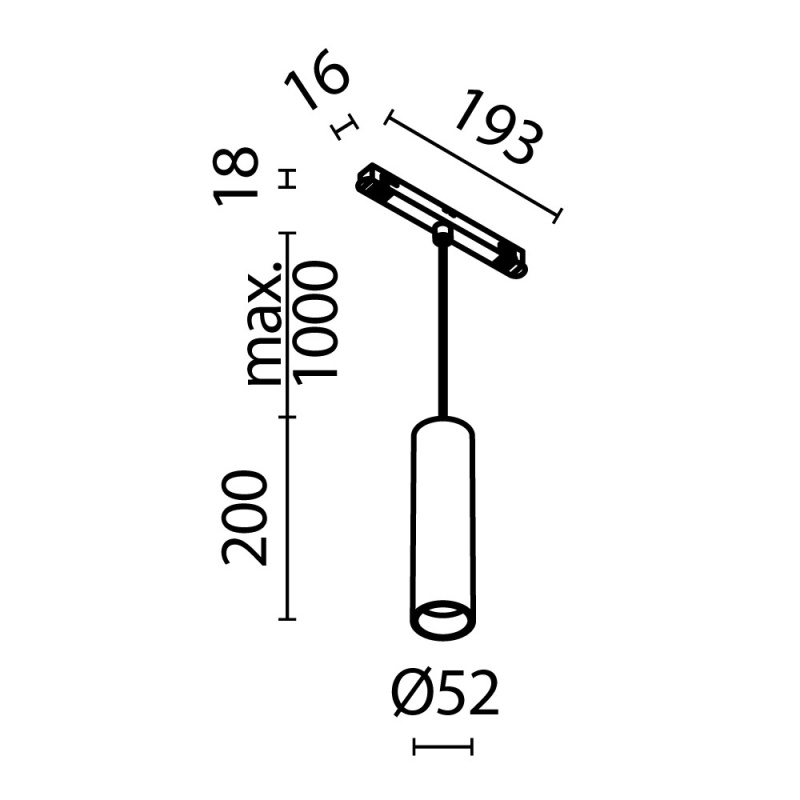 Трековый подвесной светильник Technical TR041-4-12W3K-M-DS-BBS