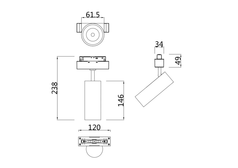 Трековый светильник Technical TR019-2-15W3K-W