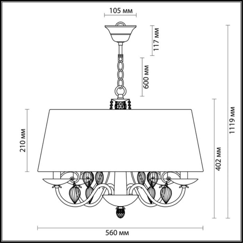 3921/4 CLASSIC ODL18 648 бронза/ткань/стекло Люстра IP20 E14 4*40W 220V NIAGARA