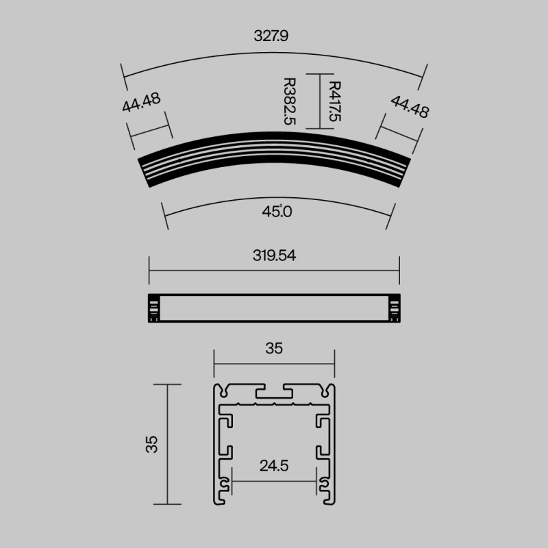 Комплектующие к светодиодной ленте Led Strip ALM-3535R-B-D-45°-0.8M