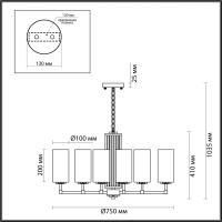 4990/8 HALL ODL23 637 матов. золотой/белый/стекло Люстра E27 8*40W KASALI