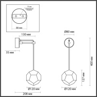 4305/7WL HIGHTECH ODL22 000 золото Настенный светильник LED 7W 420Лм IP20 BINGO