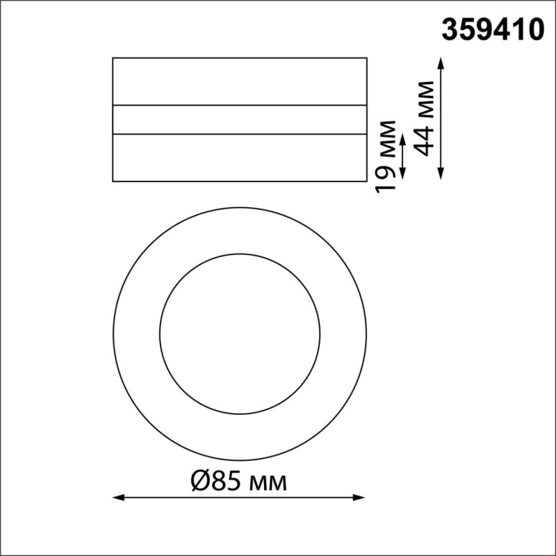 359410 OVER NT24 366 черный Светильник накладной/встраиваемый IP20 LED 5W 220V 3000K 240Лм GRODA