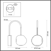 5085/5WL L-VISION ODL25 563 золото/прозрачный/металл/акрил Бра LED 5W 4000K 240Лм JEMSTONE