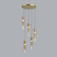 5058/25LA PENDANT ODL24 385 золотой/янтарный/металл/стекло Люстра каскадная LED 5*5W 3000K SCROW