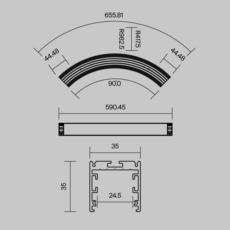 Комплектующие к светодиодной ленте Led Strip ALM-3535R-B-D-90°-0.8M
