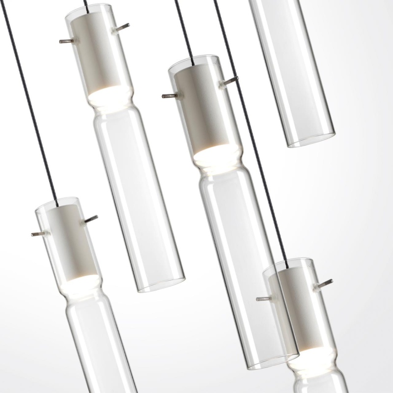 5058/25LB PENDANT ODL24 385 белый/прозрачный/металл/стекло Люстра каскадная LED 5*5W 3000K SCROW