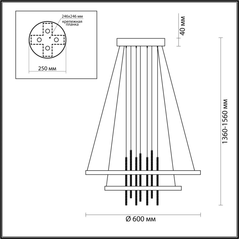 3901/63L L-VISION ODL20 521 золотистый/стекло/металл Подвесной светильник LED 4000K 63W 220V MONICA
