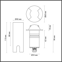 6662/2GL ODL Грунтовый светильник LED 3Вт 4000К 12/24В IP67 NATURE