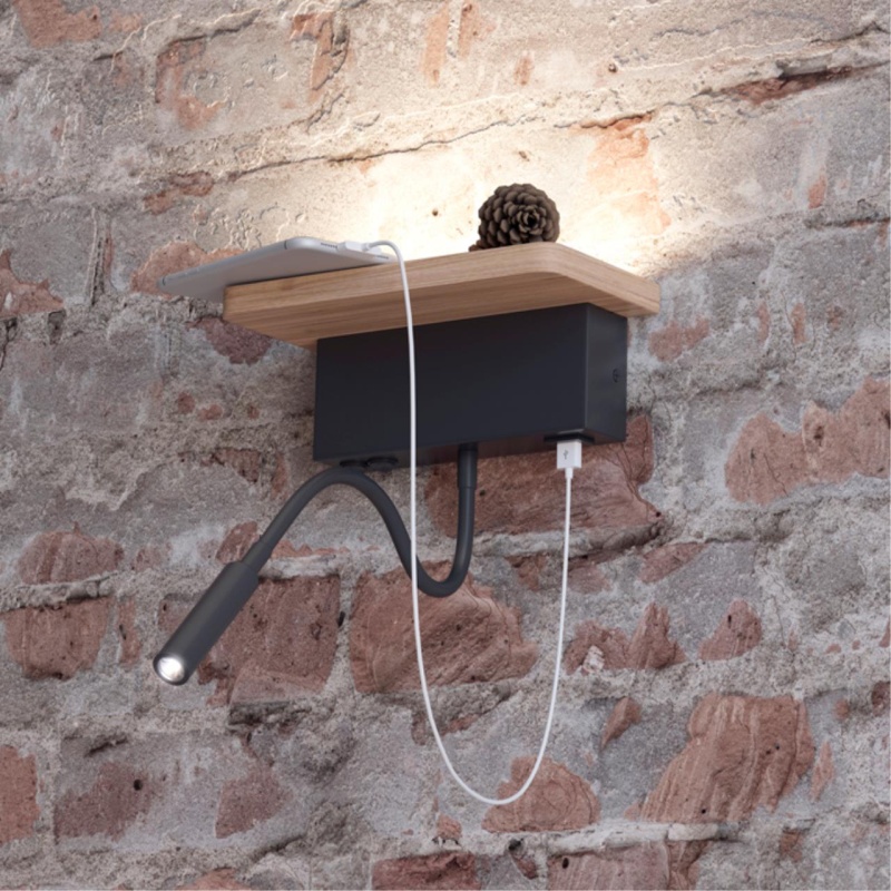 3868/8WL HIGHTECH ODL19 475 св.дерево/дерево Настен. светильник LED 8W 560Лм 3000К USB зарядка WOODY